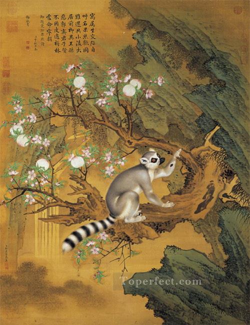 Lang shining animal and peach traditional China Oil Paintings